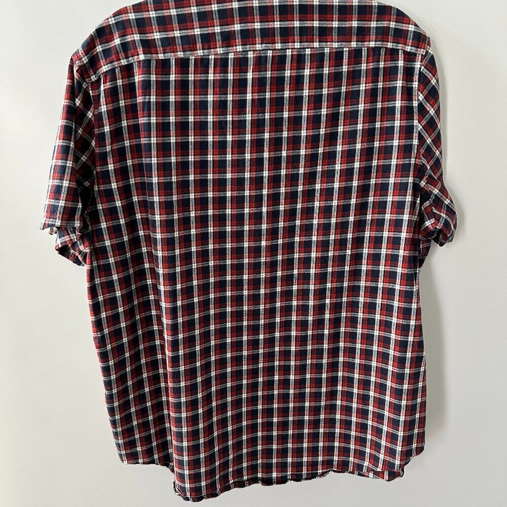Next Red, White & Blue Check XXL Men's Short-Sleeve Shirt  100% Cotton - Picture 4 of 10